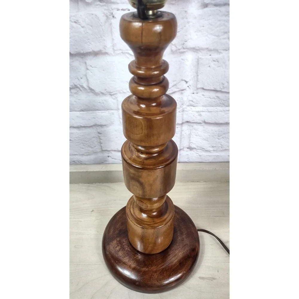 Vintage Wooden Table Lamp Base Retro Turned Wood Cottagecore Granny 1960's Chic